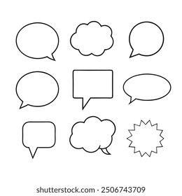 Line art speech bubbles bundle in vector format, perfect for clean, modern designs.