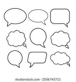 Line art speech bubbles bundle in vector format, perfect for clean, modern designs.