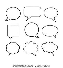 Line art speech bubbles bundle in vector format, perfect for clean, modern designs.