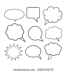 Line art speech bubbles bundle in vector format, perfect for clean, modern designs.