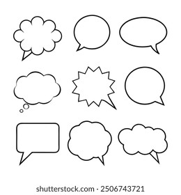 Line art speech bubbles bundle in vector format, perfect for clean, modern designs.