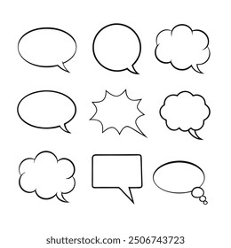 Line art speech bubbles bundle in vector format, perfect for clean, modern designs.