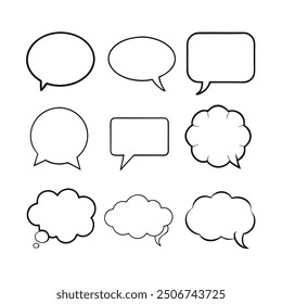 Line art speech bubbles bundle in vector format, perfect for clean, modern designs.