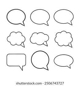 Line art speech bubbles bundle in vector format, perfect for clean, modern designs.