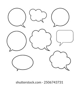 Line art speech bubbles bundle in vector format, perfect for clean, modern designs.