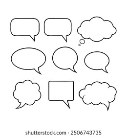 Line art speech bubbles bundle in vector format, perfect for clean, modern designs.