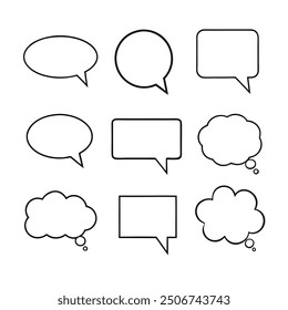 Line art speech bubbles bundle in vector format, perfect for clean, modern designs.