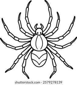 Line Art Spider Vector Illustration for Coloring Fun