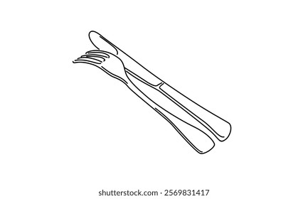 line art of the spoon and fork