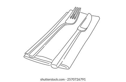 line art of spoon and fork illustration