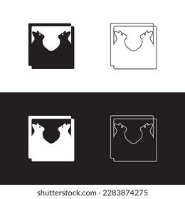 Line art square cat animal logo template design 