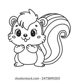 Line art of squirrel cartoon vector