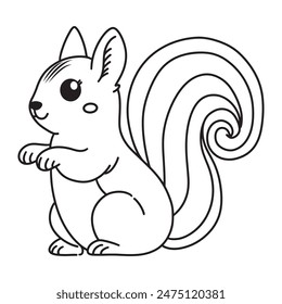 Line art of squirrel cartoon vector illustration