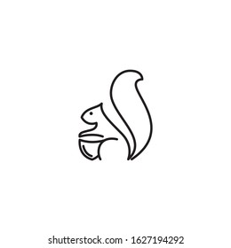 line art squirrel logo template