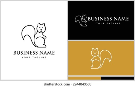 line art squirrel  logo template