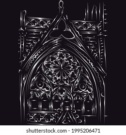 Line art of St. Nicolas Cathedral, Famagusta, Cyprus
