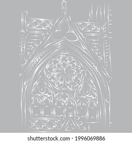 Line art of St. Nicolas Cathedral, Famagusta, Cyprus