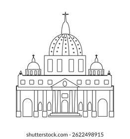 line art St. Peter's Basilica. Symbol of Rome and Vatican City. Vatican Cathedral Vector
