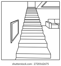 La línea de arte de la escalera al segundo piso