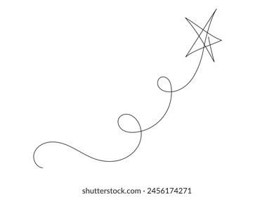 Line Art Star. Christmas Talisman Symbol Outline Illustration. Black  Continuous Modern Line Drawing Icon Isolated 