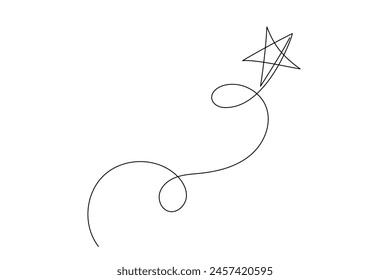 Line Art Star. Christmas Talisman Symbol Outline Illustration. Black  Continuous Modern Line Drawing Icon Isolated 