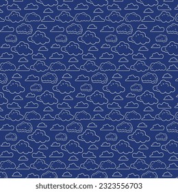 line art star and cloud seamless pattern, outline blue sky seamless apparel print design for wrapping paper background, Muslim religion eid mubarak outline Vector 
