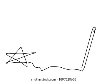 Line art of star and pen .Concept award , winners, the first .Isolate on white background.