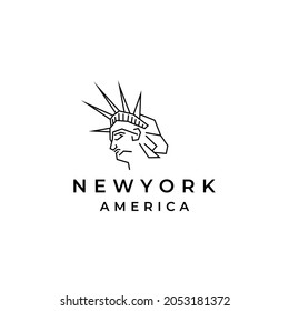 Line art Statue of Liberty logo design template. Liberty statue vector illustration
