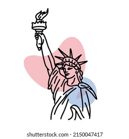 line art the statue liberty and simple background