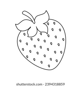 line art stawberry vector design for children's coloring books