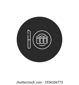 Line art steak meat and knife icon, clean vector pictogram simple symbol
