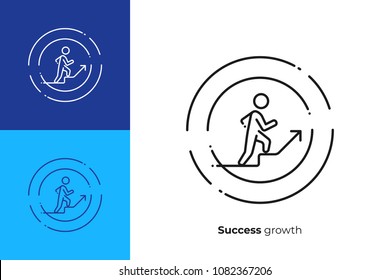 Line art stick walk up. Business growth. Scalable vector icon in modern outline style. Lineart elements vector illustration.