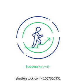 Line art stick walk up. Business growth. Scalable vector icon in modern outline style. Lineart elements vector illustration.