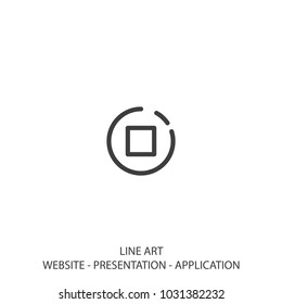 Line Art Stop Music Button Icon Using For Your Presentation, Website And Application