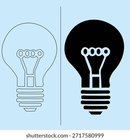 Arte de línea de luces de cadena, bombilla y batería con Ilustración vectorial de enchufe