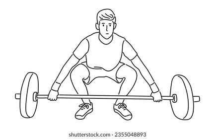 line art of strong weightlifter man vector illustration