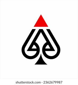 Line art style ace of spade logo design with triangle and spear in negative space.