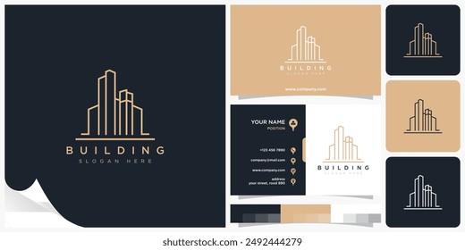 Line Art Style Building Logo, Line Art Style Vektorgrafik Building Logo.eps