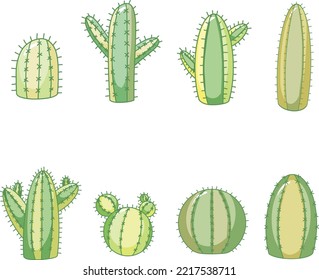 Line Art Style Cactus or Cacti Illustration Collection for Logos and Vectors