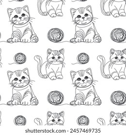 Line art style cats template, lines, claw prints, scratches, tangle, vector illustration	