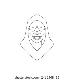 Line art style death icon on white background.