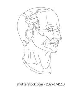 line art style drawing of 
Caesar antique classic sculpture