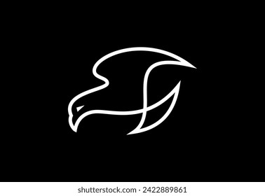 Line art style falcon logo design vector template