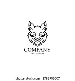 Line art style fox logo simple design