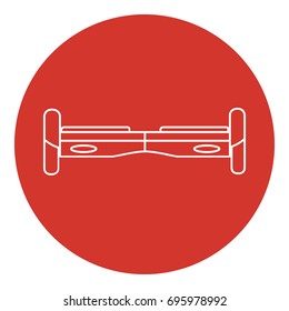 Line art style gyroscope icon. Hoverboard icon with round frame.
