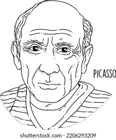 Line art style hand drawn vector Pablo Picasso