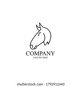 Line art style horse logo simple design