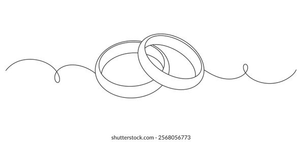 Line art style illustration of a Couple of wedding rings on white background vector eps