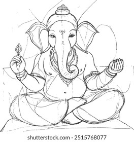 line art style illustration of lord Ganesha 