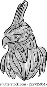 line art style javanese eagle vector illustration